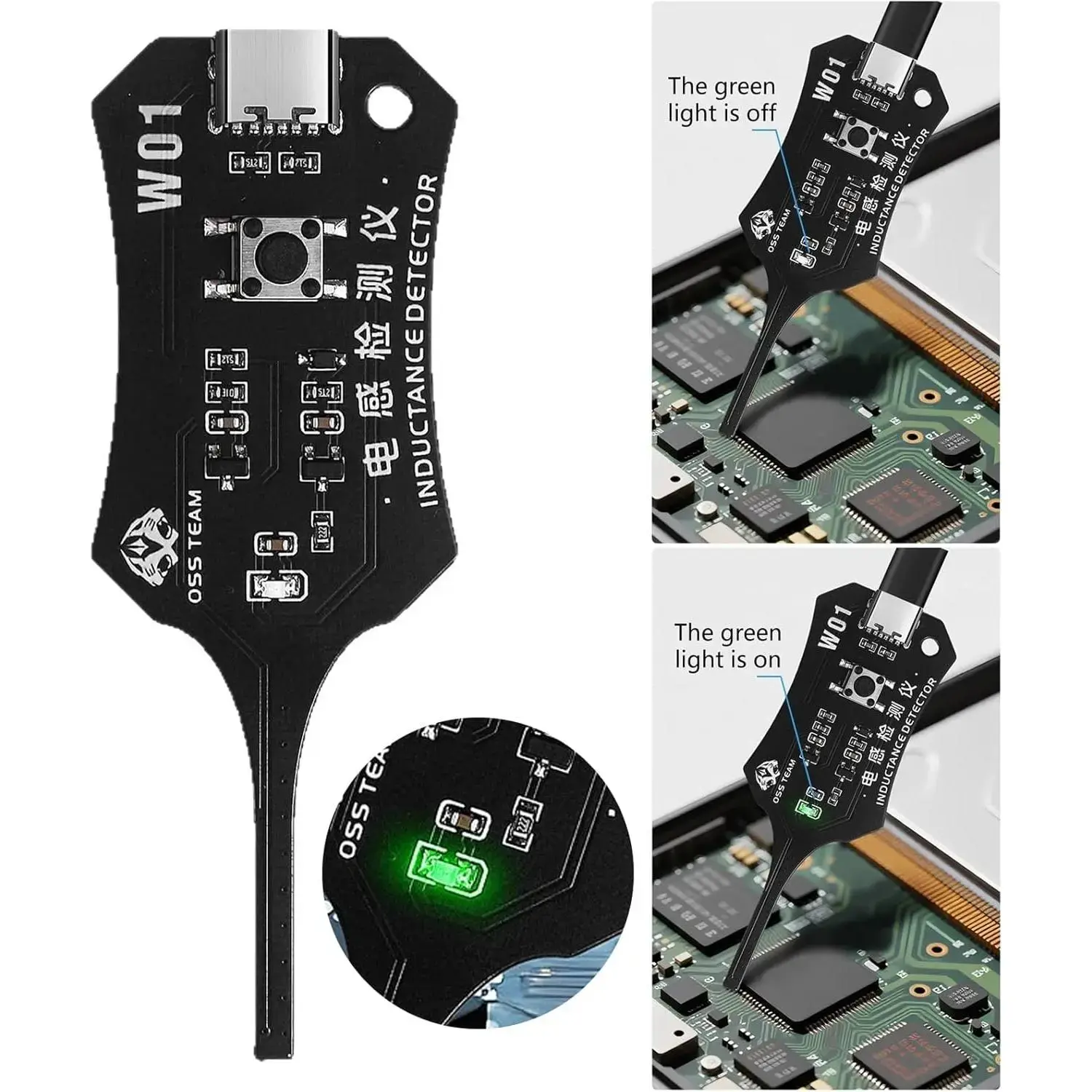 fathersdaygift Type-C Inductance Tester Motherboard Coil Tester Electronic Circuit Board Inductor Detector for Phone Motherboard Component Repair Electromagnetic Induction Quick Fault Check Tool
