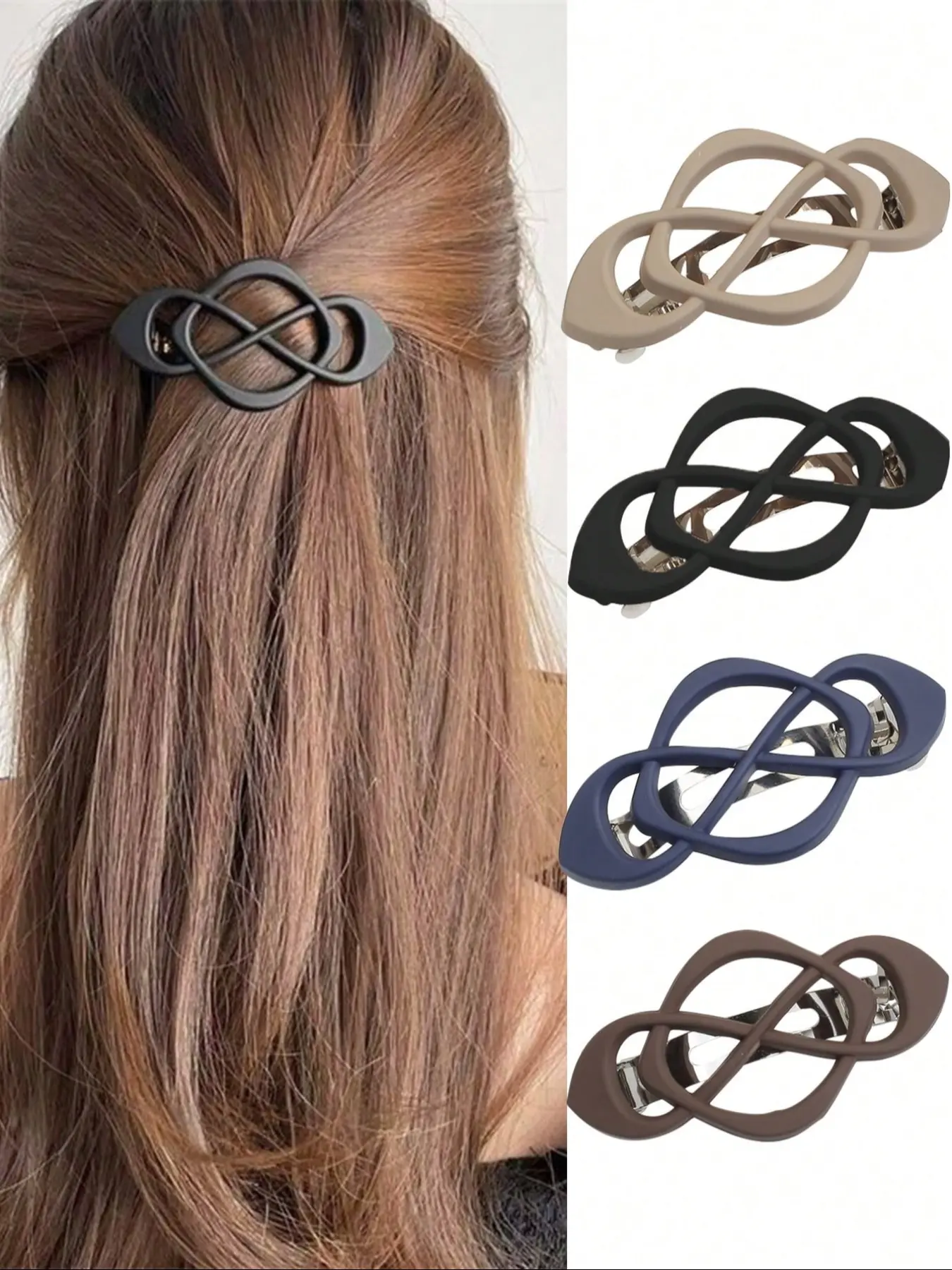 4pcs Stylish Hair Barrettes for Women & Girls, 4-Pack French Style Clips for Thick/thin/long/short Hair, Vintage Design Accessory Set Updo, Flat Hair Clips, Decorative Hair Clips, Fashion Hair Accessories, Acrylic Clips