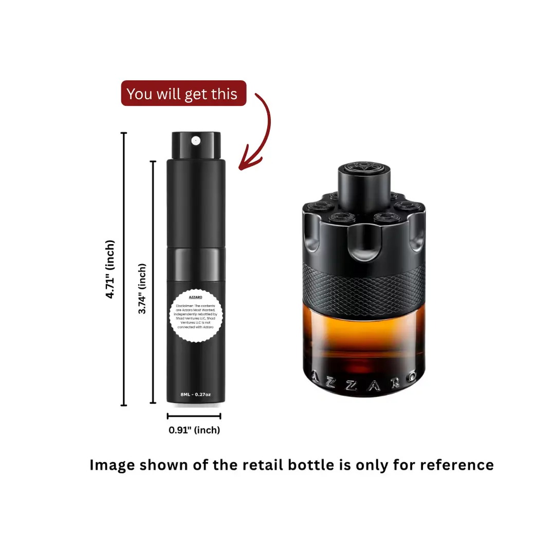 Azzaro The Most Wanted Parfum (Brown) - Men's Wood-Scented 8ml/0.27oz 100% Original Authentic Decanted Perfume Spray, Single Item