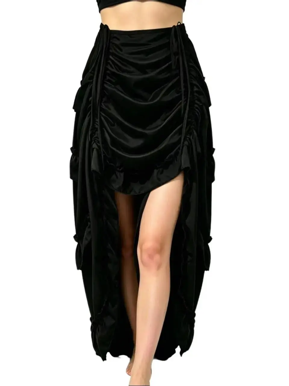 Lunoo Women's Steampunk Victorian Half Skirts Pirate Ruffle Pleated Skirt, Simple and Versatile Solid Color Dance Skirt for Style Skirts Womenswear Urban Revivo Skirt Cosplay Costume Mini Skirt, Midi Skirt Gothic Bottoms Elastic
