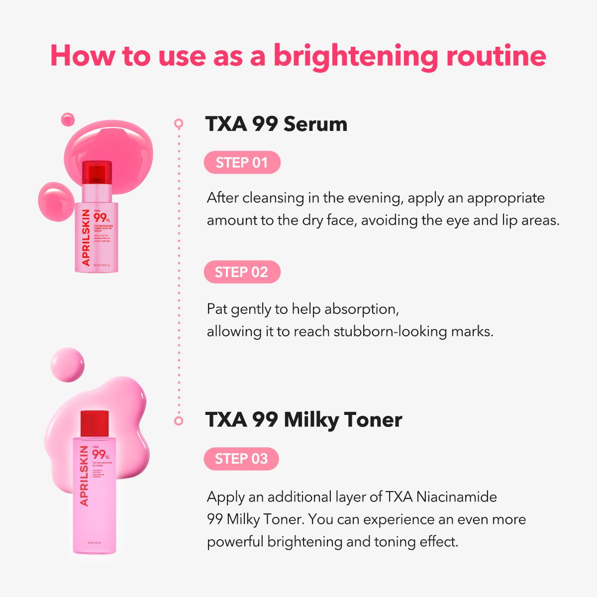 [APRILSKIN official]  TXA 99 Niacinmiade Duo with Glazed Creamy Toner + Spicy Jelly Serum | Glowy Glass Skin Pink Korean Skincare Comfort