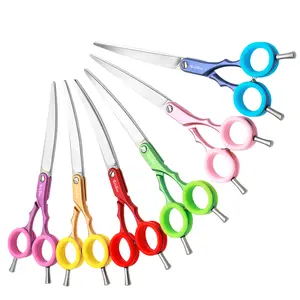 6.75in Curved Dog Grooming Scissors Professional, VG10 Stainless Steel Dog Scissors for Grooming, 30 Degree Bend Sharp Shears, Ergonomic Cat Cutting Trimming Shears for Face and Paws Pet Groomer Cat Shear