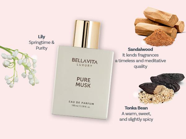 BellaVita Luxury Blush and Pure Musk Perfume Combo for Women Eau De Parfum Gift Set Long Lasting Woody Musky and Floral Fragrances 2 x 100ml Premium Elegant and Luxurious Perfume Duo