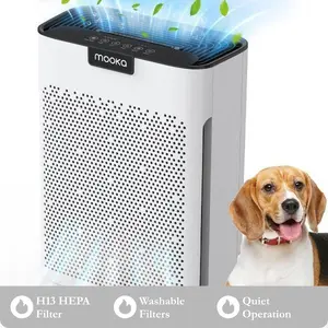 MOOKA Air Purifier for Large Rooms – Up to 2000 Sq. Ft, H13 True HEPA Filter, Washable Filters, Fragrance Sponge – Pet & Allergy Friendly Air Cleaner for Smoke, Dust, Pollen, Odors , Pet Hair(KJ190L, White)