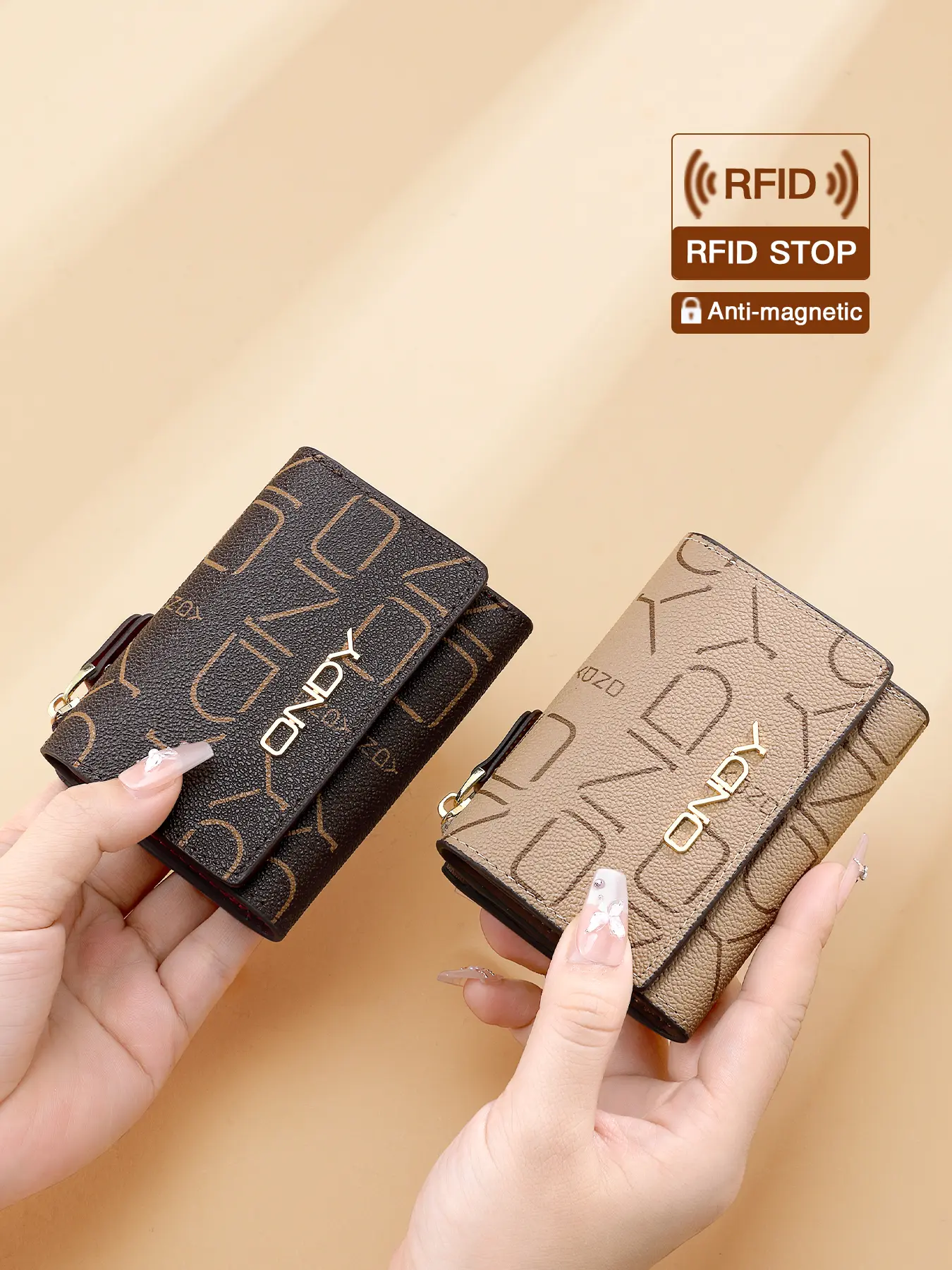1 RFID Anti-Theft Women's Card Holder/Money Wallet, Rfid Blocking Wallets, Rfid Shielded Wallet, Trifold Wallet, Business Style Wallet, with Multiple Card Slots, Zippered Coin Pocket, Snap Closure Wallet/ID Holder, Suitable for Business/Travel Coin Purse