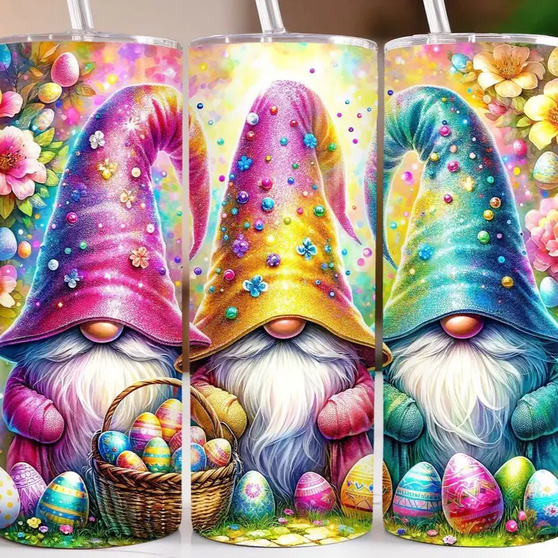 Colorful gnomes Easter - tumbler