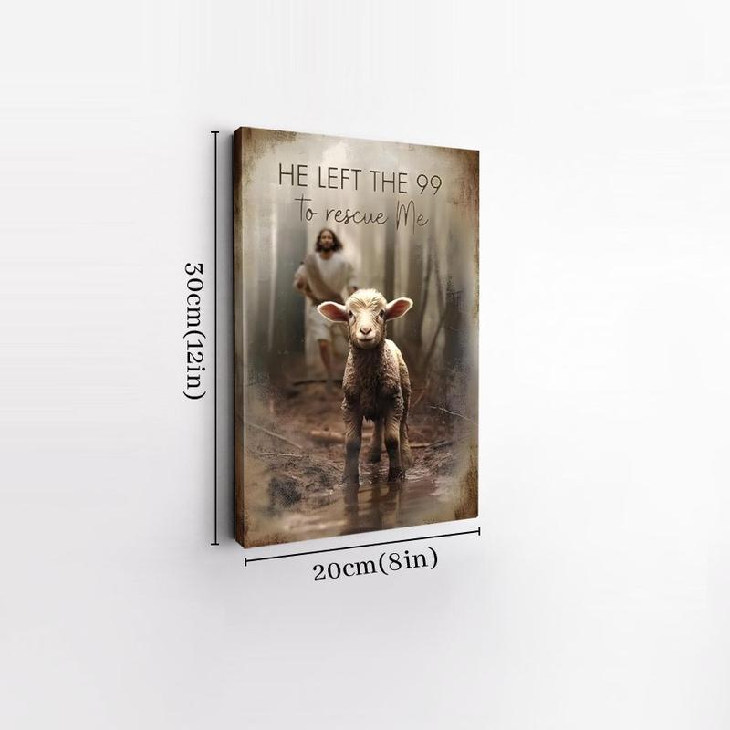 2D flat canvas wall art, framed, 1 piece — Jesus and the Lost Lamb, religious allegory scene, vintage oil painting style, canvas poster for room wall decor, ideal gift for bedroom, living room, hallway, dorm, ready to hang