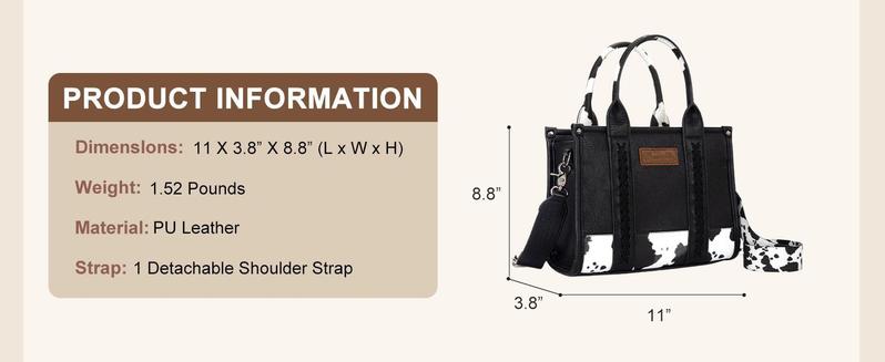 Wrangler Tote Bag for Women Western Cow Print Purse Designer Top Handle Handbags