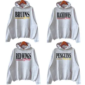 Gildan Ash Grey Vintage 90s Hockey All Team Hoodie, Gift for Hockey Fans Hoodie, Gift for Men and Women