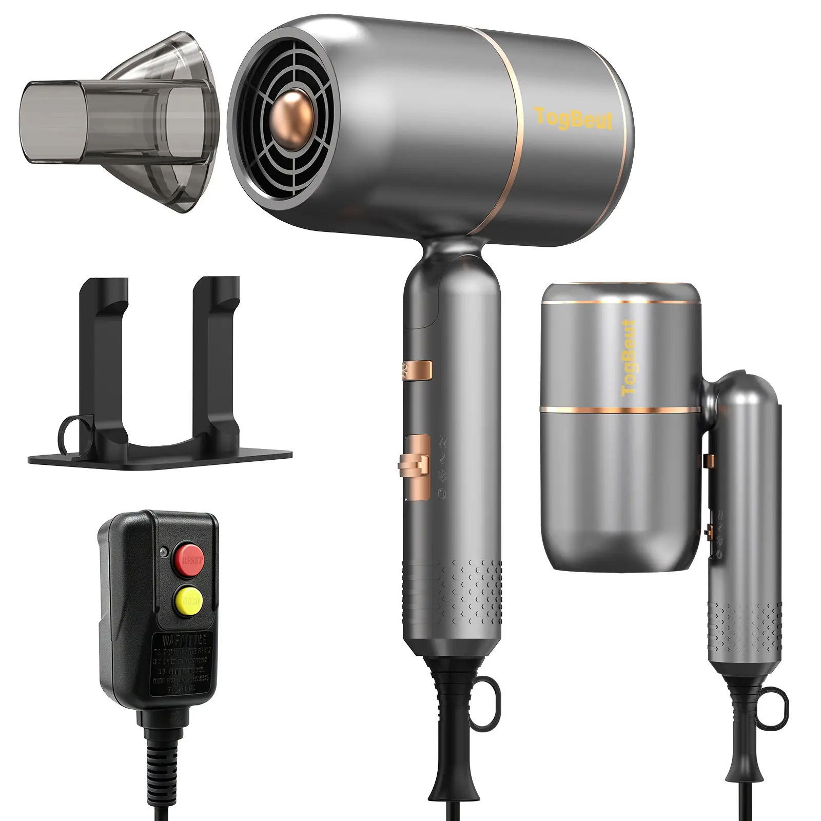 1800W Foldable Ionic Hair Dryer, Fast Drying Travel Blow Dryer intelligent temperature control protects your hair, Wall‑Mount Holder,  Safety Plug, Portable Lightweight Hairdryer for Home Salon Travel Use