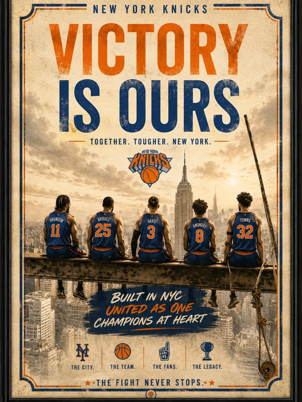 New York Knicks Victory Is Ours Vintage Poster | Basketball Wall Art | NBA Fan Gift | Man Cave Decor