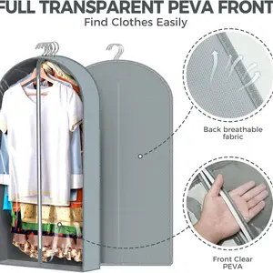 Garment Bags for Hanging Clothes, Clear Suit Bags for Closet Storage, Clothing Covers with 4" Gussets for Coats, Jackets, Shirts, and Sweaters