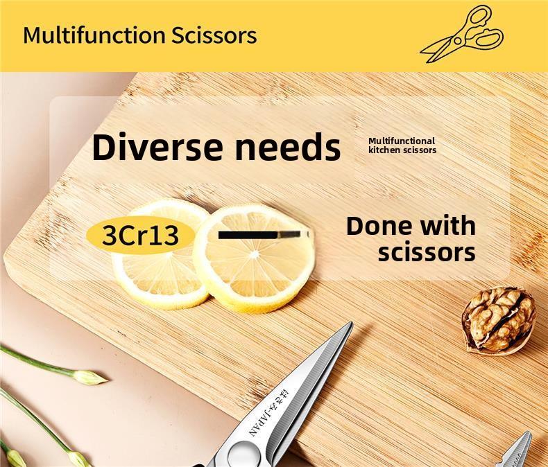 Large Multifunctional Kitchen Scissors Heavy Duty Chicken Bone Cutting Stainless Steel Household Scissors Sharp Durable Labor Saving