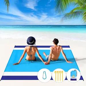 Beach Blanket Waterproof Sandproof 78''×81'' 1-7 Adults Oversized Lightweight Large Picnic Mat Waterproof Sandproof Blanket for Beach