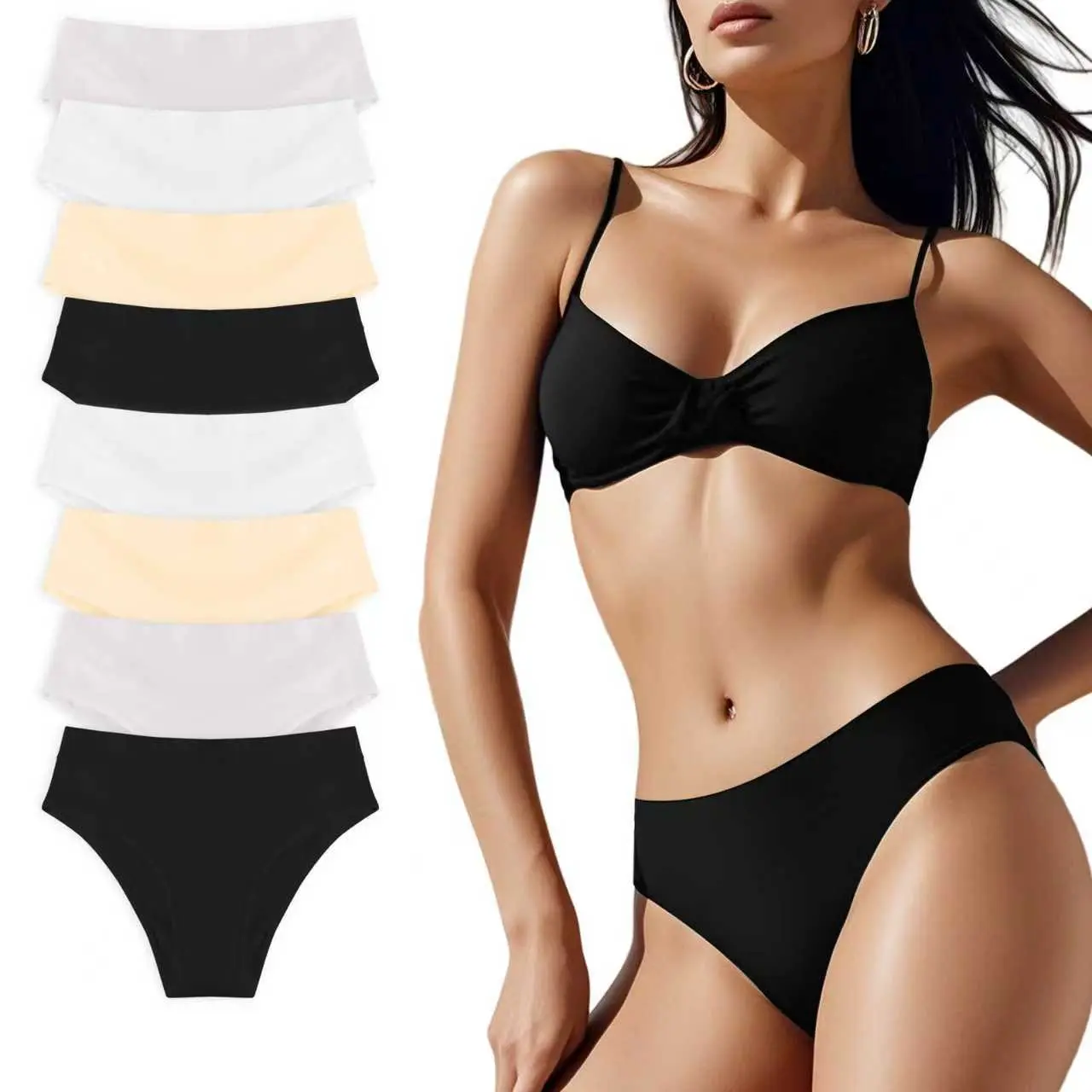 ALISIA GRACE Ladies' Basic Cotton Bikini Underwear Multipacks (8pcs/4pcs) - Mid-High Waist, Soft Breathable Fabric, Seamless Sporty Sexy Panties for Daily Wear, Solid Color All-Season Modest Briefs