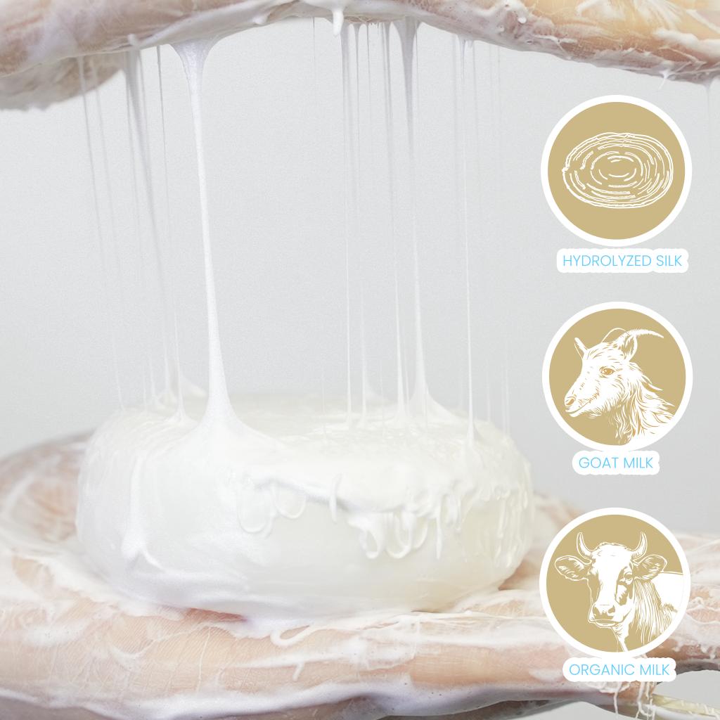 Silk & Goat Milk Soap Bar with silk protein peptides for skin repair, intense moisture, soothes eczema. Comfort Face & Body Wash, Skin Care, Cleanser