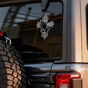 2 Pcs of Car Rear Window Stickers, Christian Car Decal Stickers,Prayer, Cross Stickers, Waterproof, Scratch-Resistant Car Stickers, Vinyl Car Stickers, Creative Stickers.