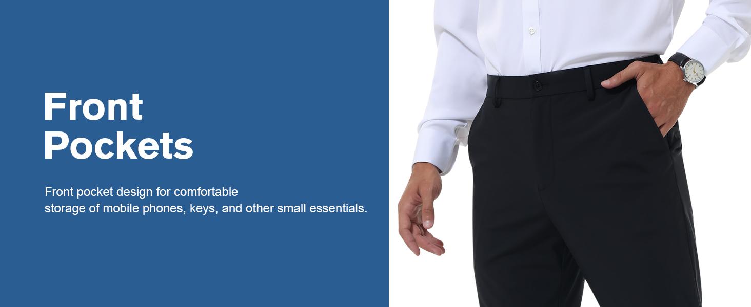 Alimens&Gentle Men's Stretch Dress Pants No Iron Golf Pants Expandable Waist Flat Front Business Casual Pants Formal Black Alimens&Gentle Men's Stretch Dress Pants No Iron Golf Pants Expandable Waist Flat Front Business Casual Pants Formal Black