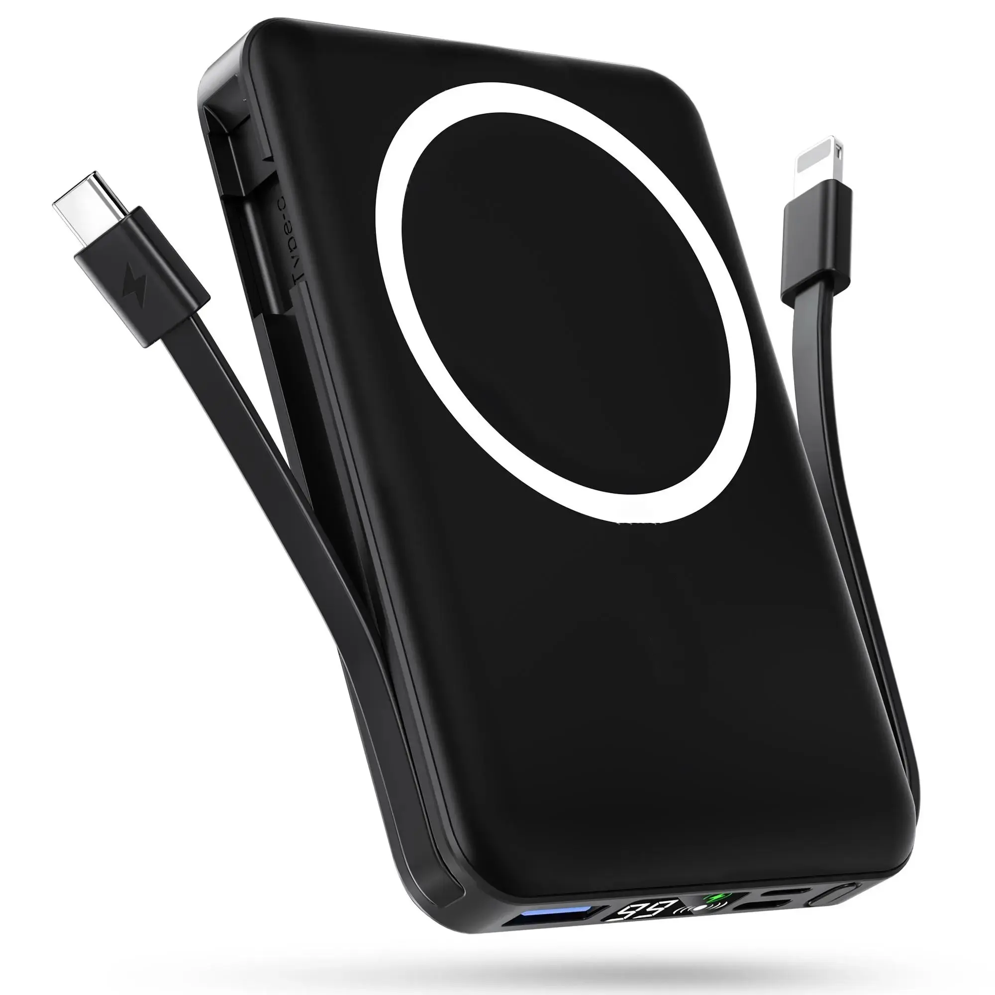 MagSafe Magnetic Wireless Charger 10000mAh Portable Power Bank - 22.5W PD Fast Charging, USB-C Compatible, LED Display, Stand-Equipped, Chargeable Wireless Rechargeable Battery for iPhone 17/16/15/14/13 & Android Mobile Smartphones, Phone Accessories, Sma