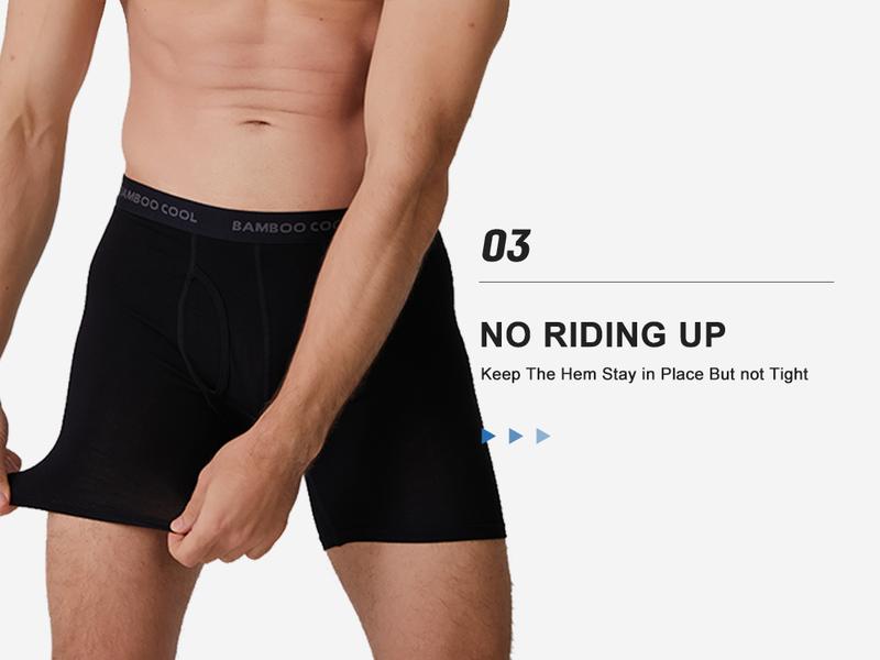 BAMBOO COOL Men's Underwear Soft Comfortable Breathable Fabric 92% Viscose 8% Spandex Pack of 4 Multiple Colors Open Fly Design for Home Exercise Travel Moisture-Wicking Boxer Briefs