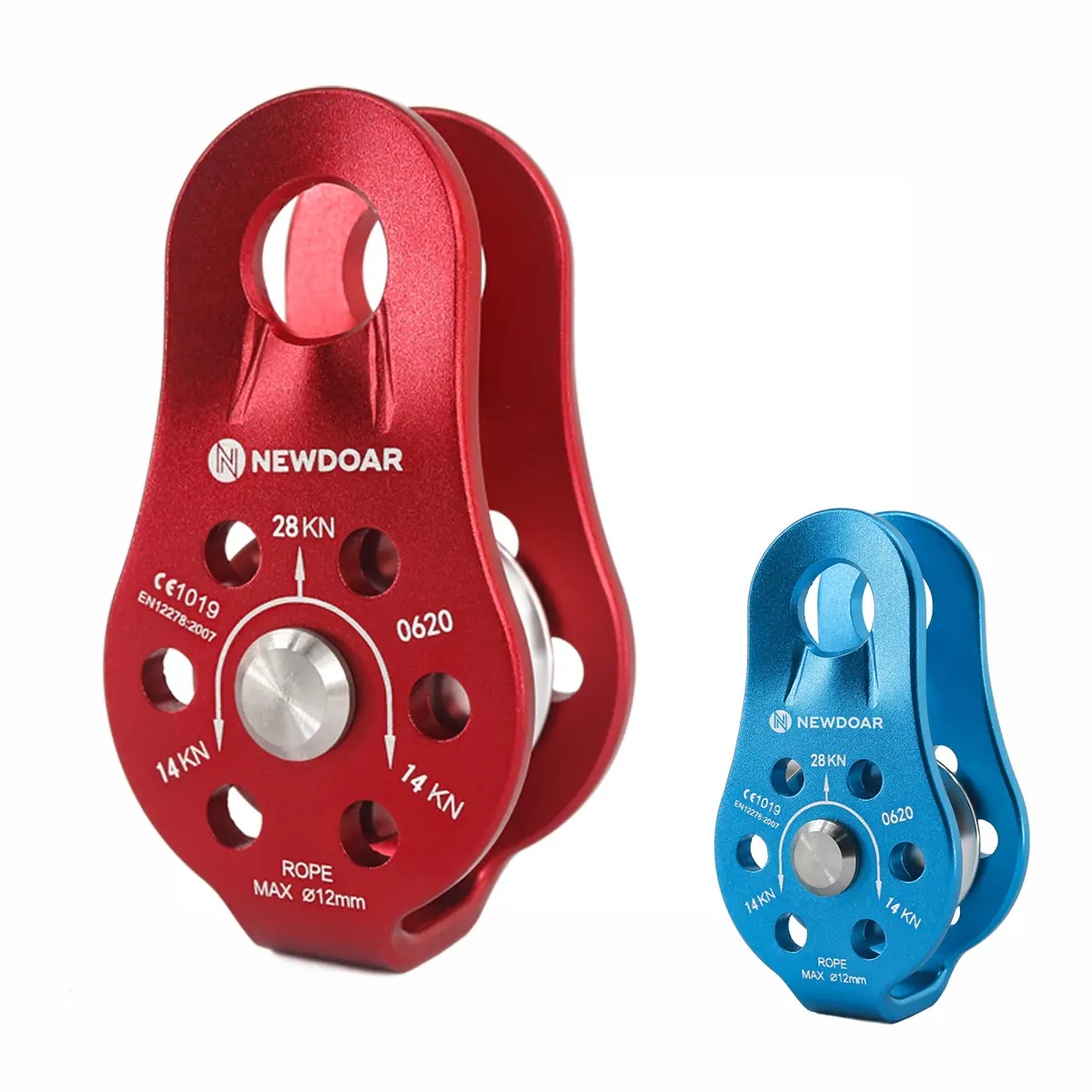 NEWDOAR 28KN Micro Pulley, Compact & Lightweight Fixed Plate Climbing Gear for Rescue Work & Hauling, Magnesium Aluminum Alloy, CE Certified, Rope Compatible, Technical Rigging