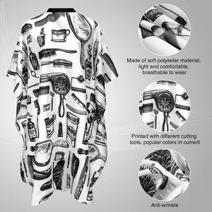 1Set 4PCS Professional Hair Cutting Cape Salon Barber Cape for Men, Women(Barber Supplies Pattern) Strings & Adjustable Snap Closure