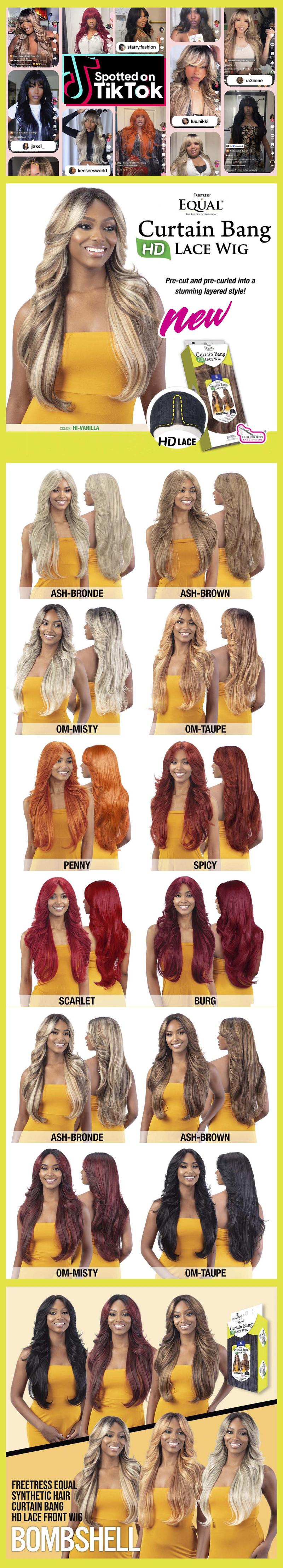 Curtain Bangs Hair Style HD Lace Front Wig Bombshell Effortless Styling