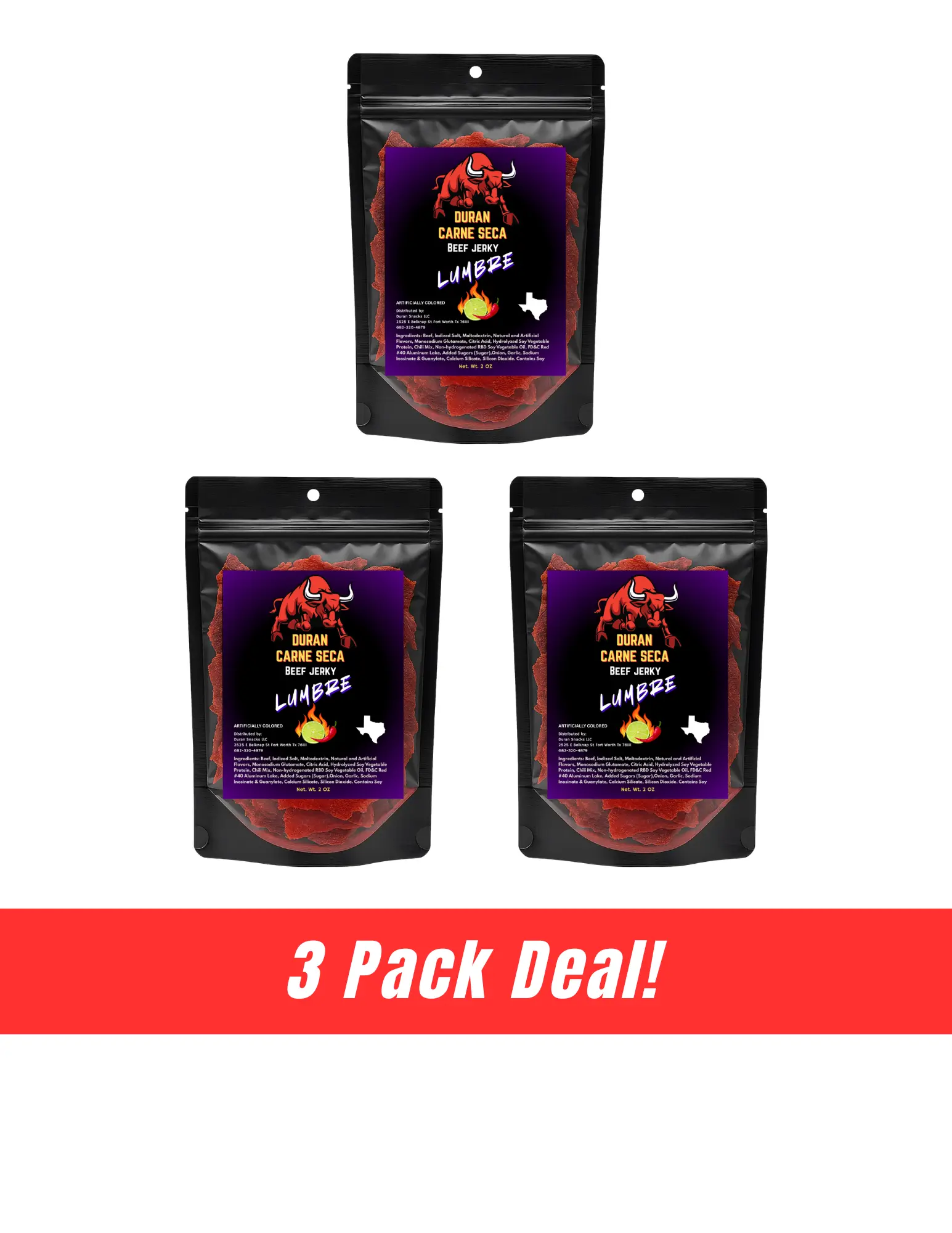 3 Pack Duran Carne Seca Lumbre!