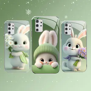 Cute Bunny Phone Case – Easter Spring Green Rabbit Design Cover for Galaxy S20+ --975