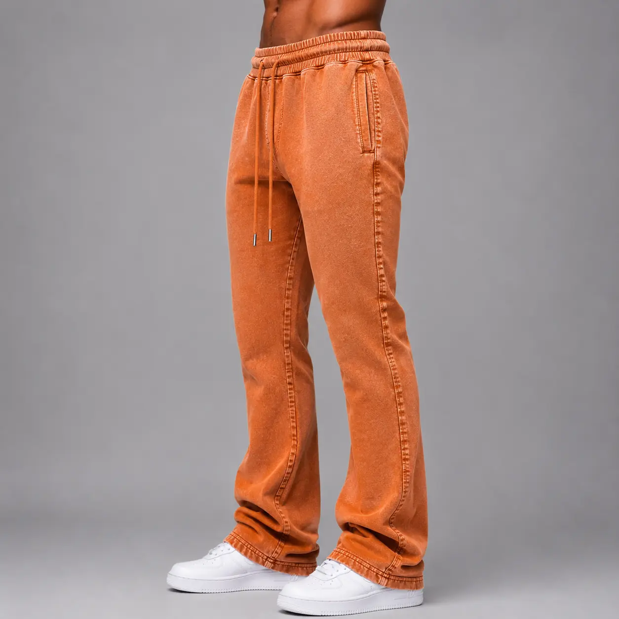 Narr - Mineral Wash Stacked Sweat Pants - Orange - 0713