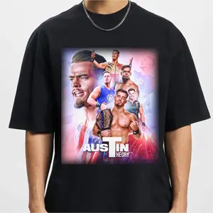 Austin Theory Black Graphic T-Shirt – Wrestling Fanwear Casual Tee