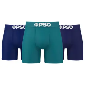 PSD Underwear Men's Dark Mystic Cotton Mid Length Boxer Briefs 3-Pack