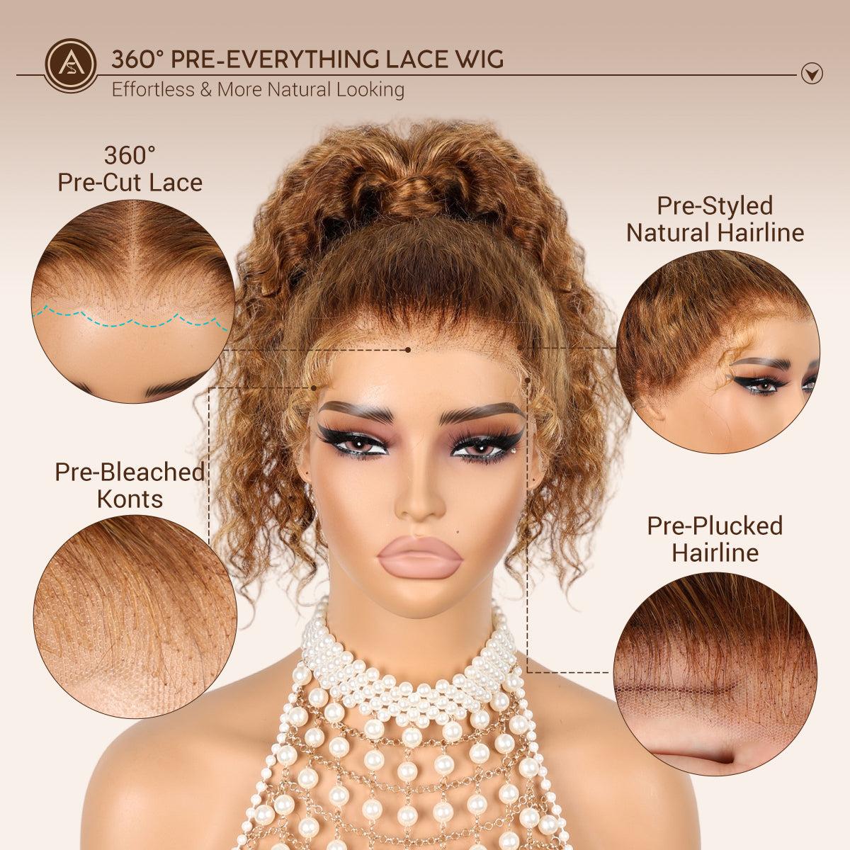Hot Selling 360 Wig P4/27 Highlight Ombre Color Ashimary Invisi-Strap 360 Skin Lace Wig Water Wave Glueless Human Hair Pre Plucked SpringStatements