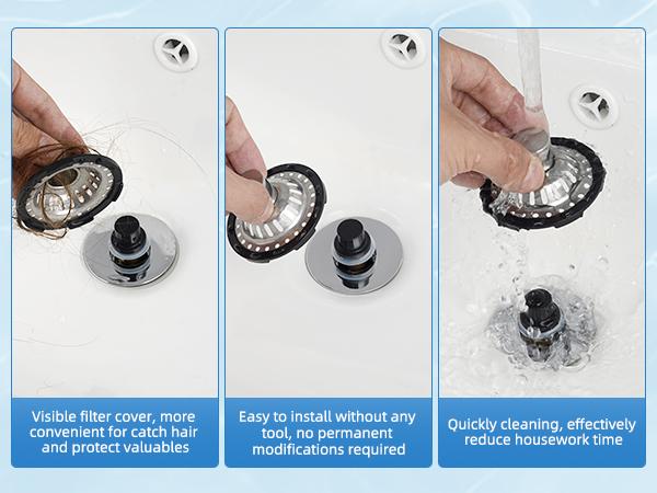 2025 Upgraded Bathroom Sink Stopper,Sink Hair Catcher,Bathroom Sink Drain Strainer Pop Up Drain Cover Plug,Universal for 1.1 to 2.4 in Sink Drain Hole  with Detachable Hair Catcher Drain Cover