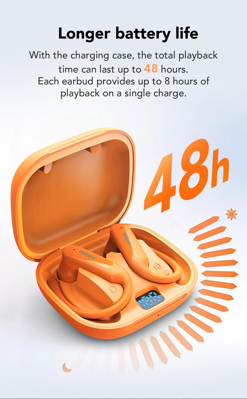 MINISO MS215 Wireless Bluetooth 6.0 In-Ear Headphones Open-Type Design High-Fidelity Sound Low Latency Comfortable Fit Ideal for Daily Use and Gifting