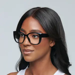 MadShade Thick Black Cat Eye Fake Glasses - 90s Retro Oversized Clear Lens Eyewear