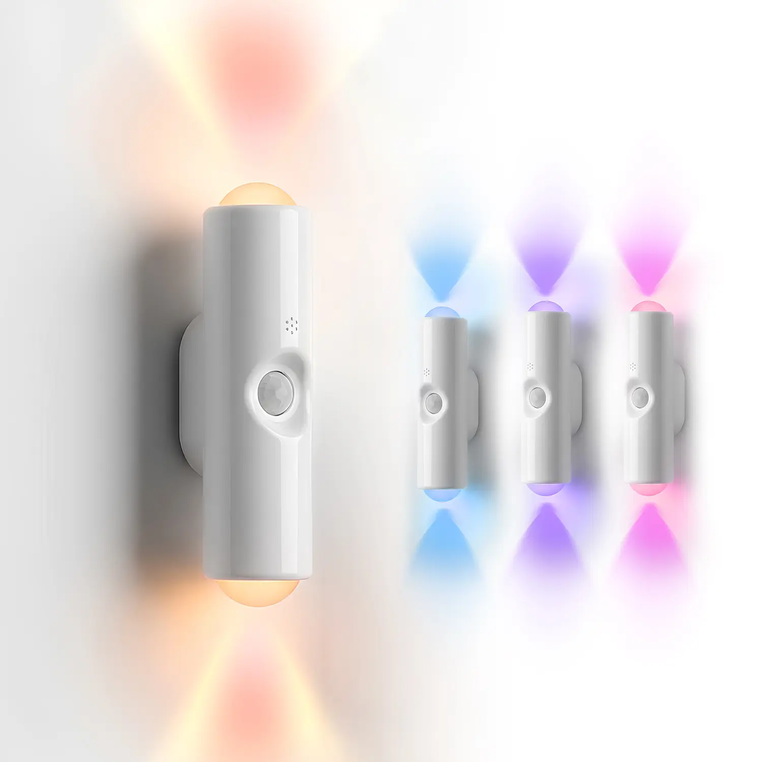 4-Pack Modern Night Lights, Smart Rechargeable Ambient Wall Lamps with RGB Light Effect, Adjustable Lighting, Dimmable Magnetic Stick-On, USB Charging, Long Battery Life, for Room Decor, Home Decor Items, Adjustable Rgb Lighting