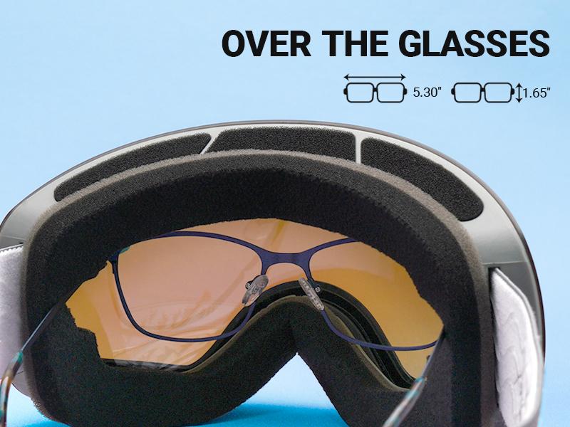 MEELOOG Ski Goggles Frameless OTG Snowboard Goggles Anti-fog 100% UV400 Protection for Men Women with Double-layer Spherical Lenses & Non-slip Strap MEELOOG Ski Goggles Frameless OTG Snowboard Goggles Anti-fog 100% UV400 Protection for Men Women with Double-layer Spherical Lenses & Non-slip Strap