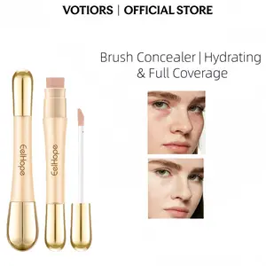 VOTIORS 2-in-1 Concealer Stick with Built-in Brush | Waterproof Long-Lasting Full Coverage | Brightening & Contouring Stick for Flawless Makeup Finish corrector