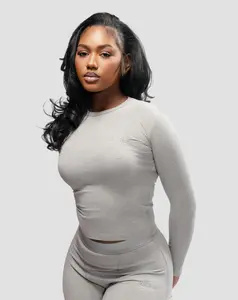 Baddie Ribbed Basics Grey Top