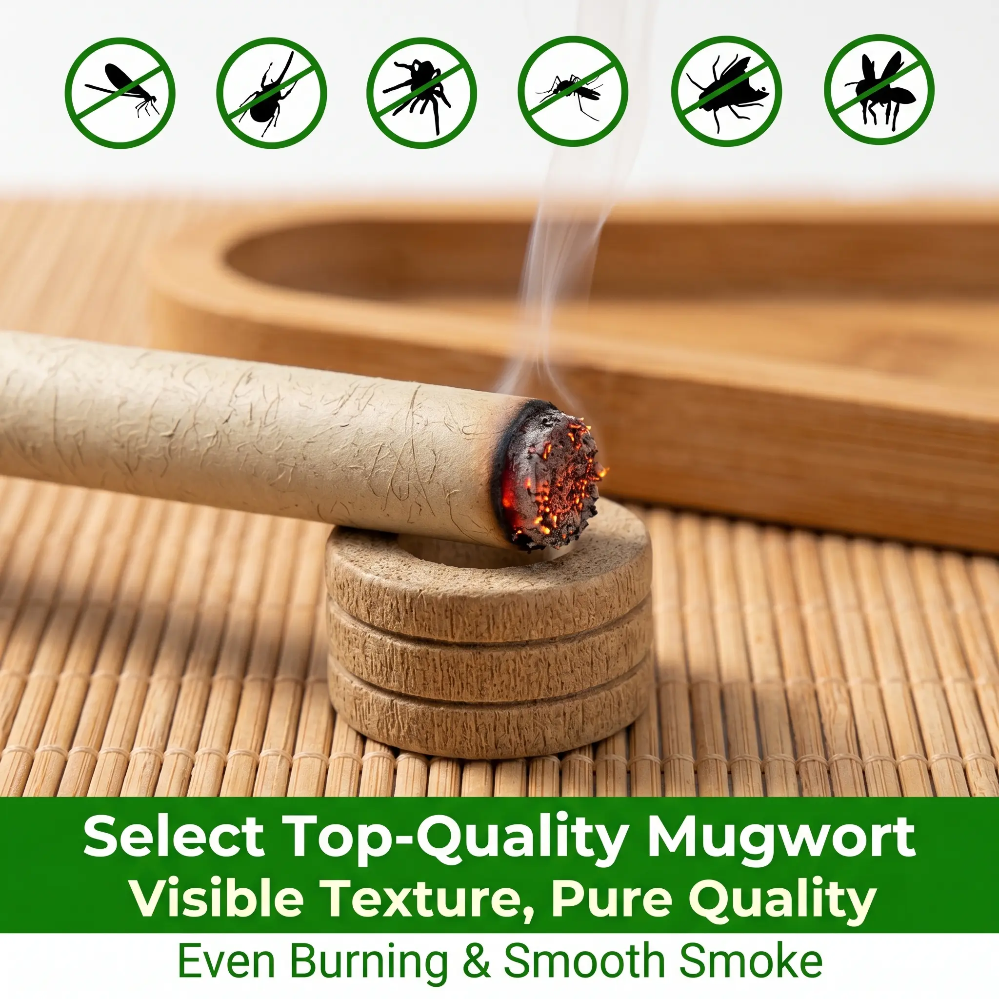 Natural Protection (10/20/30-pack) Organic Mugwort and Gastrodia Aromatherapy Sticks—Natural Mosquito Repellent, Sleep Aid, and Non-Toxic Home Fragrance
