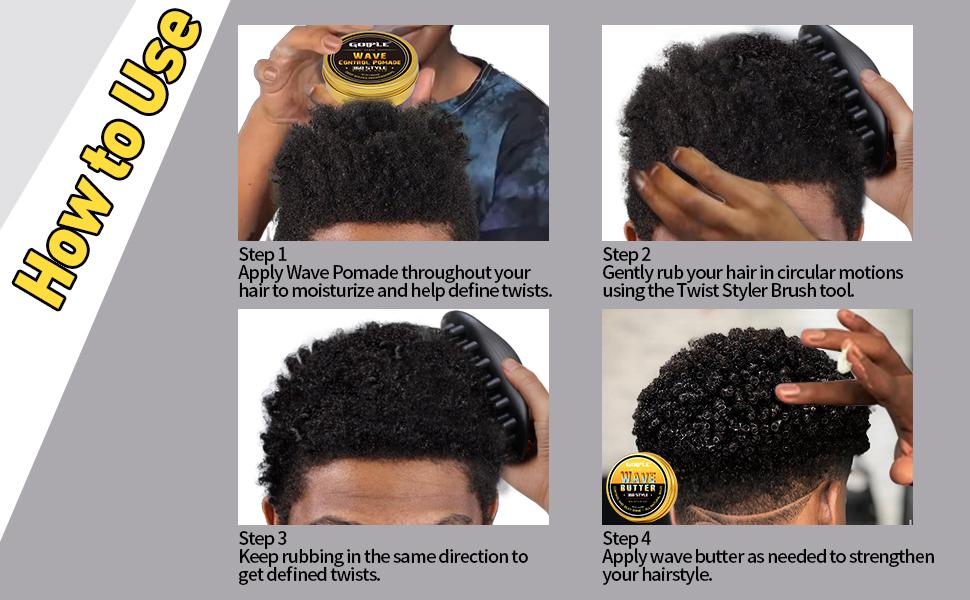 Wave Pomade Hair Twist Sponge Brush Twist Styler for Black Men, Washable Afro Curl Sponge Racket for Barbers & Daily Use Soft Bristle Ergonomic Grip