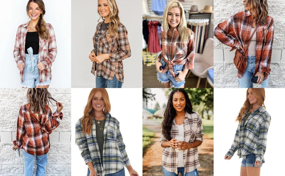 Goranbon Womens Long Sleeve Button Down Shirt Casual Plaid Flannel Shirt Collared Blouse Tops, Wine Red, XX-Large Goranbon Womens Long Sleeve Button Down Shirt Casual Plaid Flannel Shirt Collared Blouse Tops, Wine Red, XX-Large