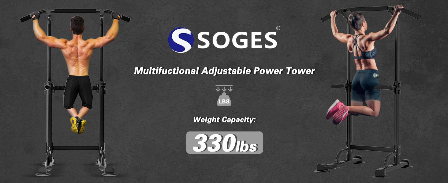 Soges Power Tower Dip Station Pull Up Bar 10 Levels Height Adjustable Multi Function Dip Bar for Home Gym Fitness Use 330lbs Capacity Ideal for Whole Body Workout Exercise Equipment Christmas Gifts