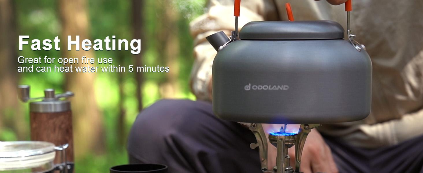 Odoland Camping Coffee Pot Camping Coffee Makers, 1.2L Camping Kettle with Camping Mug and Camp Coffee Filter of Camp Cookware for Hiking Backpacking and Picnic