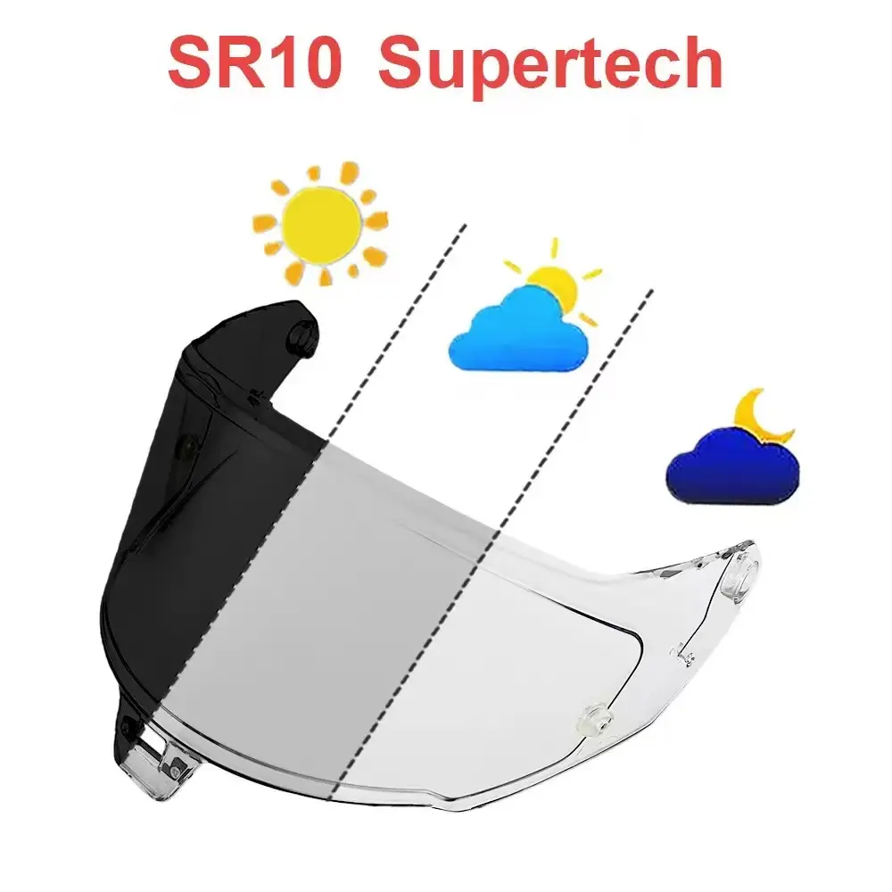 Polycarbonate Motorcycle Helmet Replacement Shield - Photochromic Lenses for Alpinestars Supertech R10/SR10, Light Tea Revo Red, Anti-UV Fog, Glare Block, Rain Protection, Full-Face Helmet Accessory