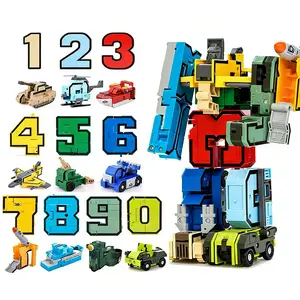 Numbers Transforming Robot Toys, 0-9 Digit Convert into Military Vehicles Set, Combine into Giant Robot Action Figure, STEM Educational Building Block Toy, Perfect Birthday Holiday Gift for Kids Boys Ages 3+