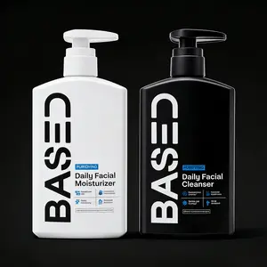 Based Men's Skincare Set: Purifying Wash & Squalane Rosehip Moisturizer, Sulfate-Free, Non-Toxic, Gentle for Sensitive Skin, Daily Grooming Kit