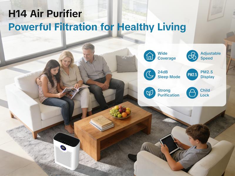 Smart WiFi Air Purifier with H14 True HEPA Filter – High-Efficiency Air Cleaning, App Control, 24dB Quiet, 5 Speeds, Auto Mode, Child Lock, Timer, for Home Bedroom Office Smart WiFi Air Purifier with H14 True HEPA Filter – High-Efficiency Air Cleaning, App Control, 24dB Quiet, 5 Speeds, Auto Mode, Child Lock, Timer, for Home Bedroom Office