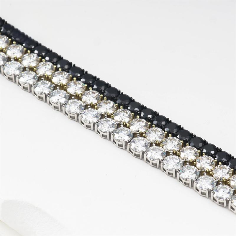 Delzzad 18k Gold-Plated Tennis Bracelet VVS D Color Synthetic Moissanite S925 Sterling Silver Tennis Chain Birthday Anniversary Mother's Day Christmas Gifts for Men Women With Giftbox